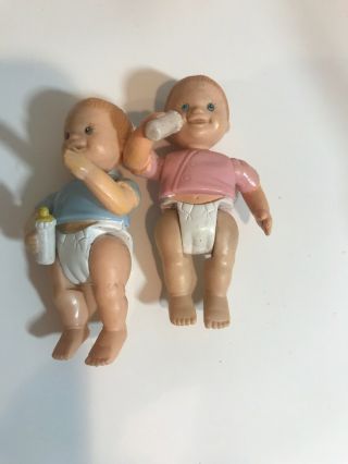 Vintage Fisher Price Loving Family Dolls Twin Baby Boy & Girl Figures Babies