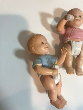Vintage Fisher Price Loving Family Dolls Twin Baby Boy & Girl Figures Babies 2