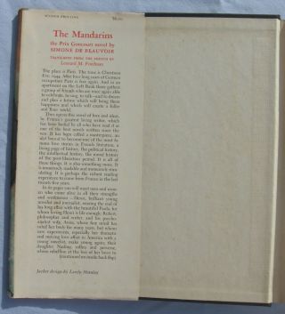 THE MANDARINS,  Simone de Beauvoir (1956) Hardcover w/ dust jacket,  Good cond. 3