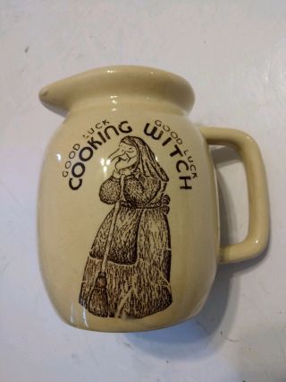 Vintage Good Luck Cooking Witch Pitcher No Cracks
