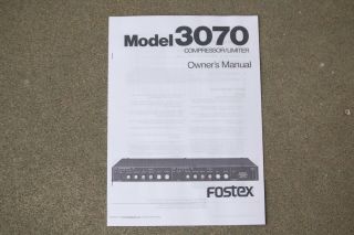 Fostex Model 3070 Vintage Dual Channel Compressor Limiter Module 100V 8