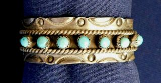 Native American Jp Sterling Turquoise Cabs Manufactured Vintage Baby Bracelet