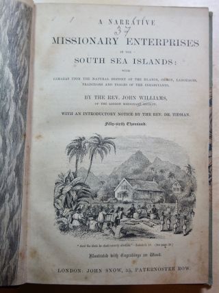 Missionary Enterprises South Sea Islands By John Williams – 1837 – 1st Us Ed.