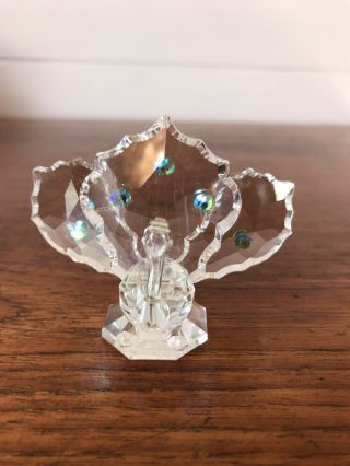 Vintage Miniature Peacock Bird Crystal Figurine