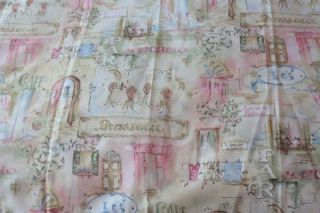 Vintage Shabby Cottage Chic Paris Fabric Shower Curtain Pastel Ivory Pink B14