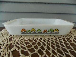 Vintage Anchor Hocking Fire King 432 Summerfield Floral 1 1/2 Qt Baking Dish