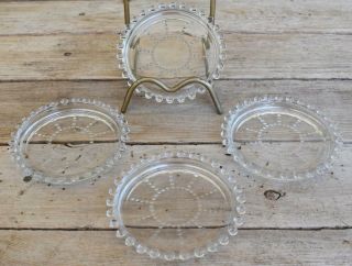 Vintage Set Of 4 Elegant Imperial Glass Candlewick 10 Ray Coasters 4 "