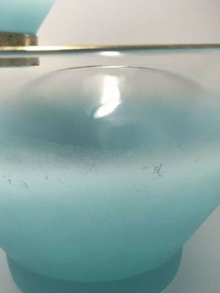 Vintage Blendo Mid Century Frosted Blue Chip And Dip Bowl With Gold Trim 4