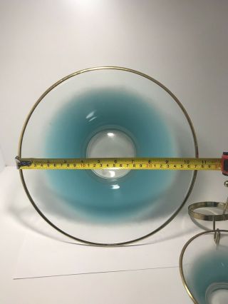 Vintage Blendo Mid Century Frosted Blue Chip And Dip Bowl With Gold Trim 8