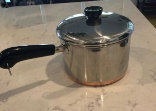Vintage Revere Ware 3 - Qt Copper - Bottom Saucepan W/lid Clinton Il