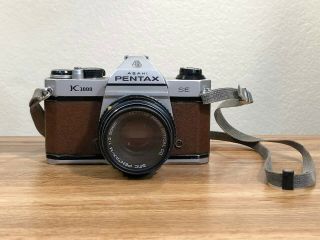 Pentax K1000 Se Slr Camera Body And 1:2 50mm Lens