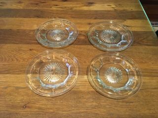 Vintage Set (4) Signed Heisey “colonial” Clear Glass 7 1/2” Salad Plates -