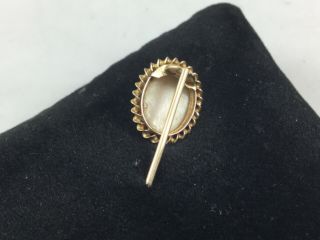 Vintage 10K Yellow Gold Victorian Stick Pin With White Shell Bezel Set Cameo 3