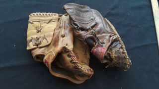 2 Vintage Rawlings Mickey Mantle Baseball Glove Gloves 1960s ? Mm4 & Rmm 66