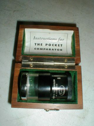 Vintage National Tool Pocket Comparator Measurement Comparison Lens In Wood Case