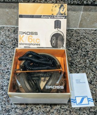 Koss K/6lc Stereophones Dual Volume Control Vintage From 1974 W/psa Cable