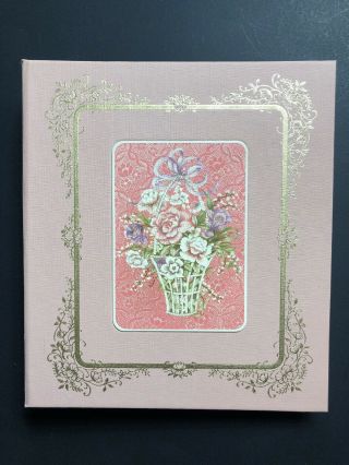 Hardbound Vintage Hallmark Address Book Album Floral Tile Pink 8”x7” Nos 1981