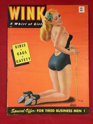 Vtg Wink Dec 1954 Peter Driben Cheesecake Bettie Page Nylons Risqué Girlie Pinup