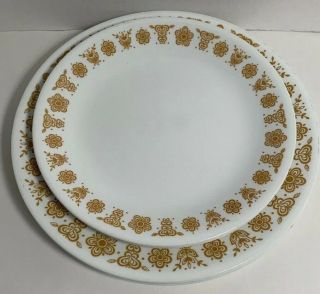 8 Vintage Corelle Butterfly Gold Plates 4x 8.  5 " Salad,  4x10.  5 " Dinner - By Corning