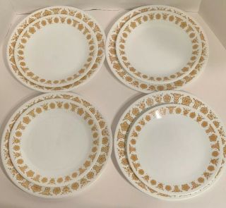 8 VINTAGE Corelle BUTTERFLY GOLD PLATES 4X 8.  5 