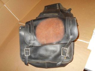 VINTAGE LEATHER MOTORCYCLE SADDLE BAGS BLACK LEATHER 3