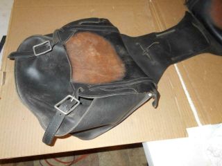 VINTAGE LEATHER MOTORCYCLE SADDLE BAGS BLACK LEATHER 4