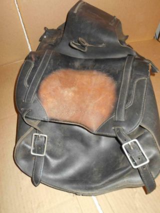 VINTAGE LEATHER MOTORCYCLE SADDLE BAGS BLACK LEATHER 6