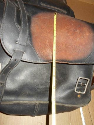 VINTAGE LEATHER MOTORCYCLE SADDLE BAGS BLACK LEATHER 8