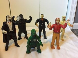 Vintage Imperial Monster Movie Figures Set Of 6 Godzilla King Kong Dracula Mummy