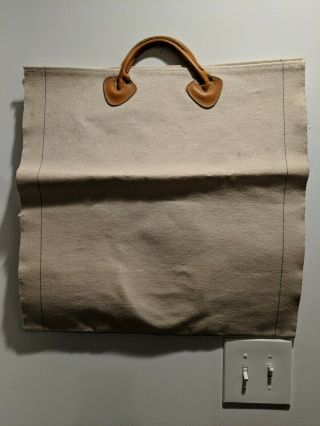 Old Stock Log Carrier Vintage Ll Bean Canvas Firewood Tote Leather Handles