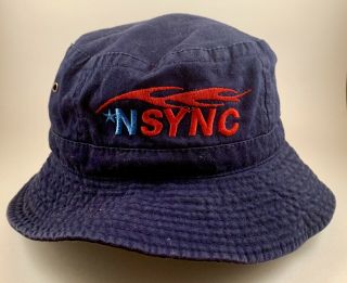 Nsync Navy Bucket Hat W/ Flame Logo,  Justin Timberlake,  Tour Merch Vintage 1998