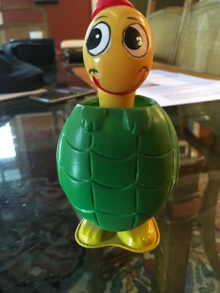 Cute Vintage Wind Up Tin Turtle Stand Up Walking Toy Stamped Made In Japan Base