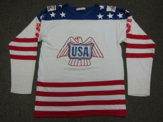 Vtg 70s 1976 Canada Cup Team Usa Hockey Durene Jersey Shirt White X - Large Xl