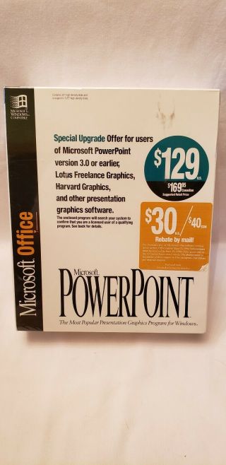 Vintage 1993 Microsoft Office 3.  0 / Microsoft Powerpoint For Windows Nib