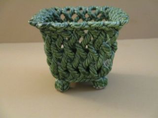Isco " Vintage " Ceramic/porcelian Weave Basket Made In Spain