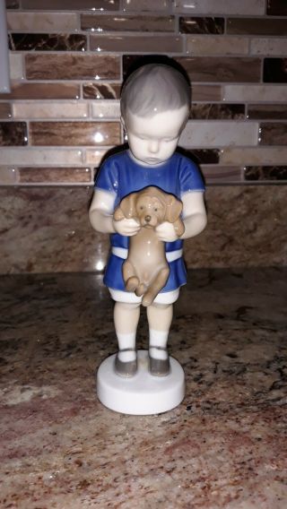 Vintage Bing & Grondahl 1747 " Ole " Boy W/ Dog Figurine