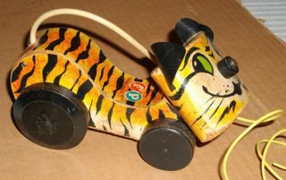 Vintage Fisher Price Tawny Tiger Pull Toy 1962 Only