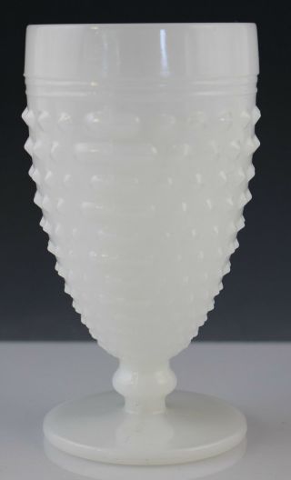 Vintage Anchor Hawking Milk Glass Hobnail Footed Chalice Cup Wine Glass