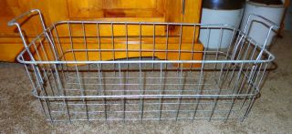 Big Vintage Primitive Metal Wire Freezer Storage Basket 22 1/8 " 24 3/4 " Rustic