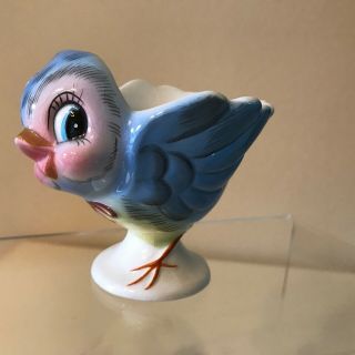 Vintage Lefton Bluebird Egg Cup Japan Figurine Near Perfect 286 Silver Label