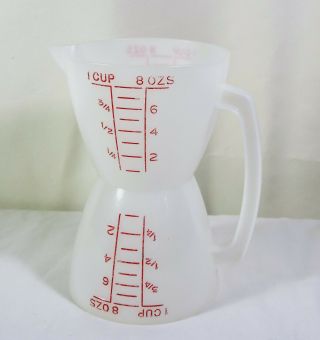Vintage Tupperware 1 Cup Double Sides Wet/dry Measuring Cup W/ Red Letters