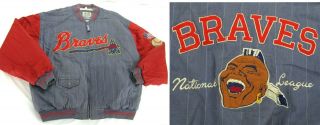 Vintage Atlanta Braves Mirage Cotton Baseball Dugout Embroidered Jacket Men 