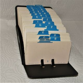 Vintage Rolodex Model V524J Black Metal Organizer Alphabetical Tabs & Cards 2