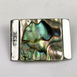 Vintage Exquisite Abalone Shell Silver White Metal Jewellery Ladies Brooch
