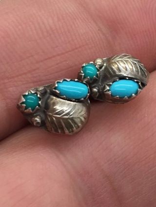 Vintage Navajo Turquoise Sleeping Beauty Stone Sterling Silver Earrings