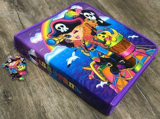Lisa Frank Pirate 3 Ring Binder Pirate Zip Pull Chain Vintage 90s Minty
