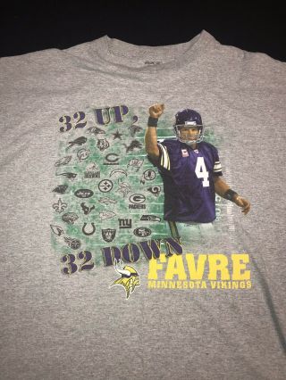 Vintage Reebok Brett Favre Minnesota Vikings Two Sided Graphic Tshirt Sz Xl