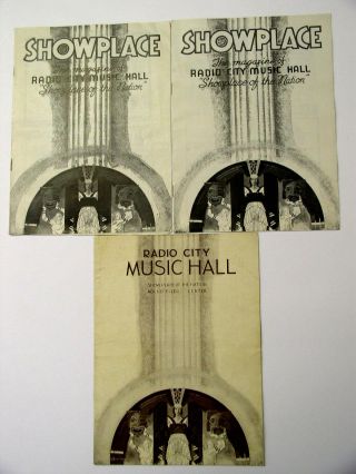 3 Vintage Radio City Music Hall Showplace Playbill Programs 1937,  1939,  1941