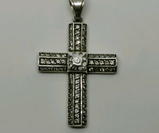A Fantastic Large Vintage Solid Silver 925 Crucifix Cz Pendant 20 Gs