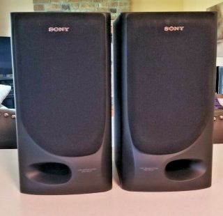 Vintage Sony Ss - M55 Book Shelf Stereo Speaker 3 Way Bass Reflex 80w 6 Ohms